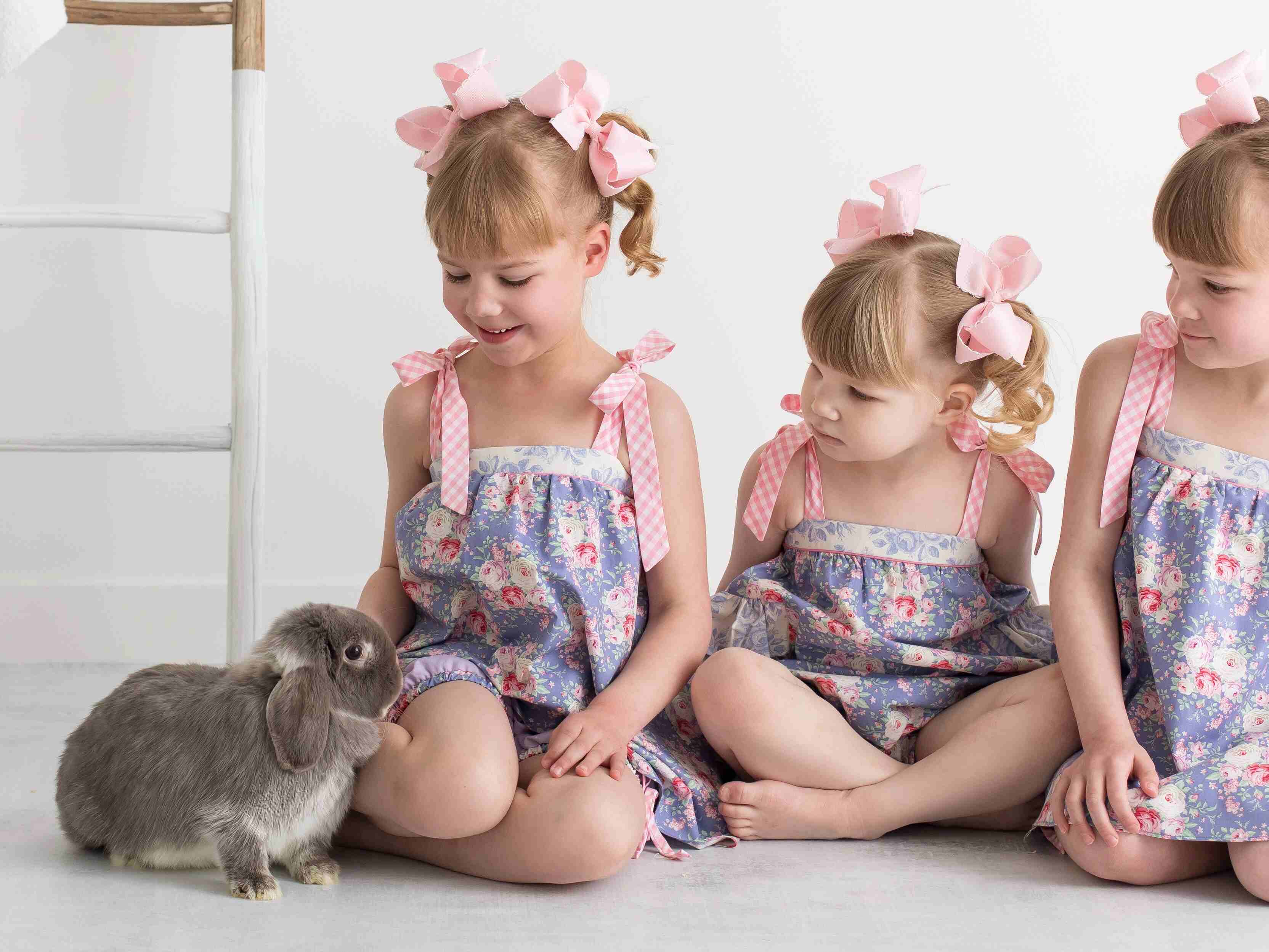 Three girls with a baby bunny Aurora colorado